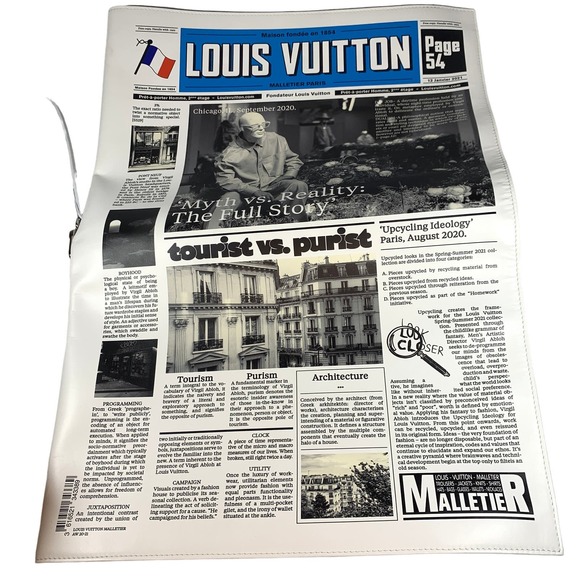 Louis Vuitton Newspaper Pouch Calfskin Leather Clutch Bag Virgil Abloh LV News - Picture 5 of 16